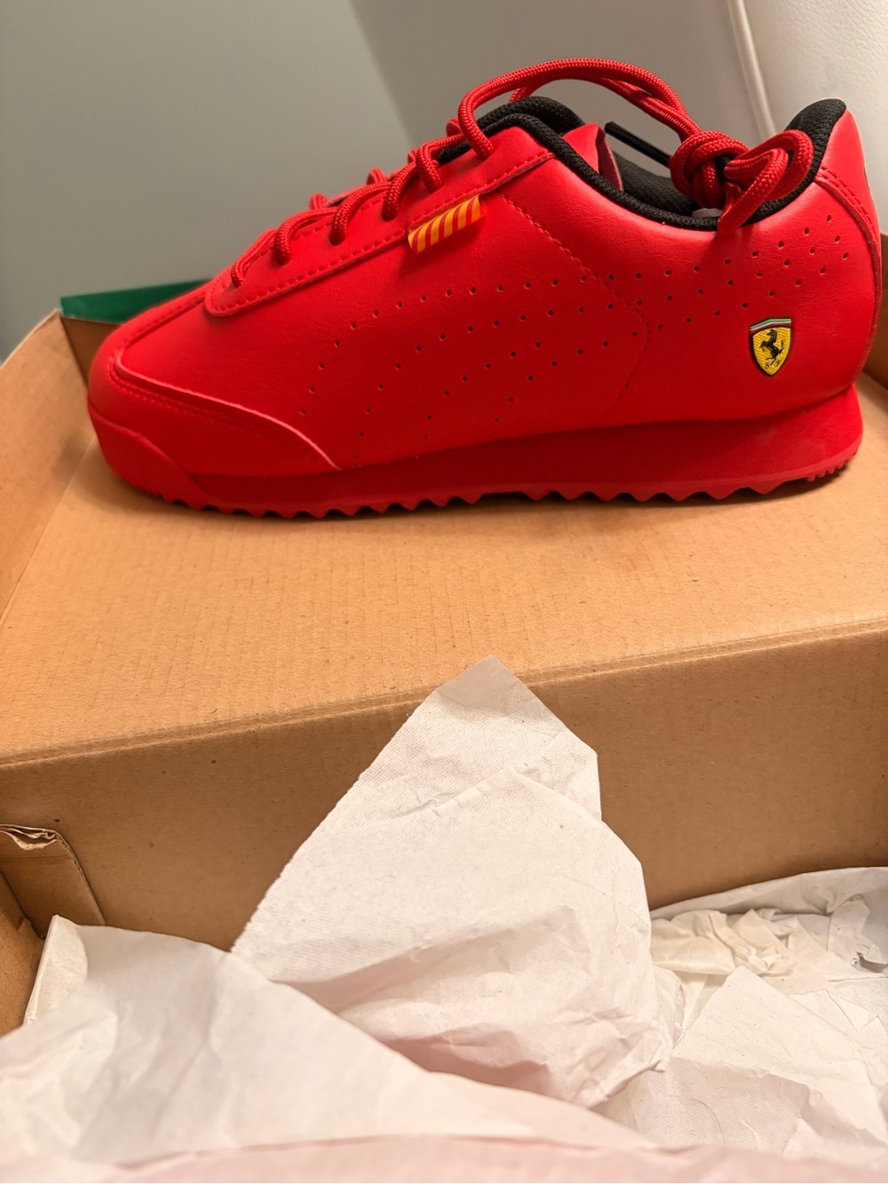 Puma Ferrari Kids Red and Black Low-Top Sneakers
